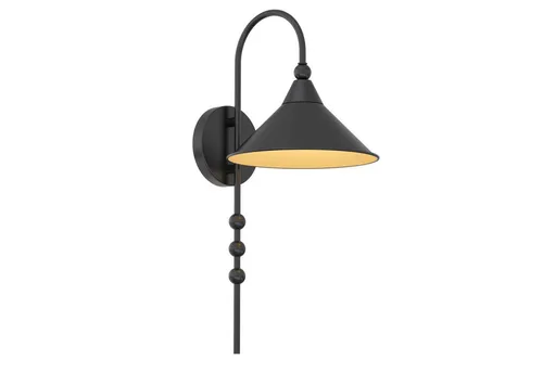 Licht-Erlebnisse Wandleuchte JORUND, ohne Leuchtmittel, innen Metall Schwarz 50 cm hoch für E27