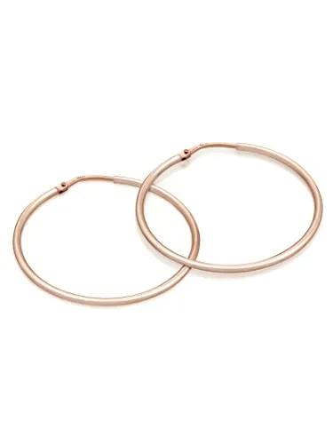 modabilé Creolen Damen Hängend Rund Roségold Vergoldet (35mm) 925 Sterling Silber Geometrische Kreis-Ohrringe Klein Edel Kreisförmig Schmuck Ohrhänger