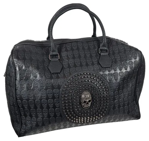 Einkaufszauber Skull 3D Reisetasche Shopper schwarz - Stylische Reisetasche mit 3D Totenkopf-Design, wasserabweisend und perfekt für Handgepäck, ausgestattet mit mehreren Fächern für optimale Organisation.