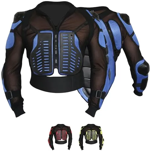 German Wear Protektorenjacke für Motorrad, Motocross & Skateboarding, Größe 58/3XL - Diese vielseitige Protektorenjacke bietet optimalen Oberkörperschutz mit 8 integrierten Protektoren und atmungsaktivem Design für hohen Tragekomfort. Ideal für verschiedene Sportarten und stilvoll in verschiedenen Farben.