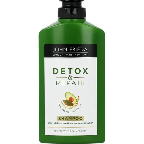 John Frieda Detox & Repair Shampoo 250 ml - John Frieda Detox & Repair Shampoo 250 ml für eine gründliche Reinigung und Pflege. Ideal für trockenes, strapaziertes Haar – sorgt für mehr Glanz und Geschmeidigkeit.