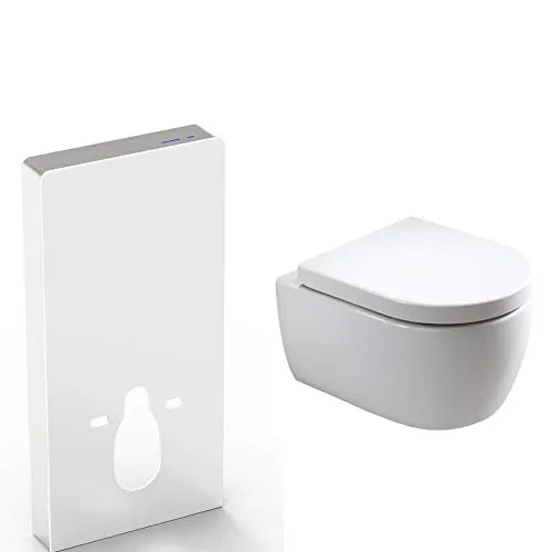 WC-Komplettpaket 41: NT2039 Weiß mit Soft-Close Sitz - WC-Sitze mit Soft-Close Funktion für leise und sanfte Schließung, inklusive Sanitärmodul 805S für einfache Installation.