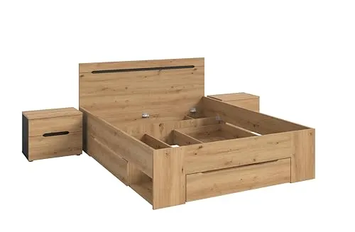 xonox.home Schlafzimmer-Set Canu, 3-teilig, inkl. Bett 140x200 cm und Nachtkommoden - Das moderne Schlafzimmer-Set in Basalt grau bietet ein Bett (140x200 cm) und Nachtkommoden. Mit pflegeleichter Oberfläche und einfacher Montage ist es ideal für stilvolle und praktische Einrichtungslösungen. Entdecke Funktionalität und Design!