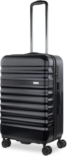 bugatti Hartschalen-Trolley Corium, 4 Rollen, schwarz - Koffer mit 4 Rollen und TSA-Schloss, ideal für sicheres Reisen. Leichtgewichtig mit 73 l Volumen, perfekt für längere Trips.