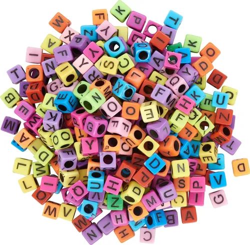 VBS Buchstabenperlen Bunt eckig 6mm DIY Schmuck Basteln 45g