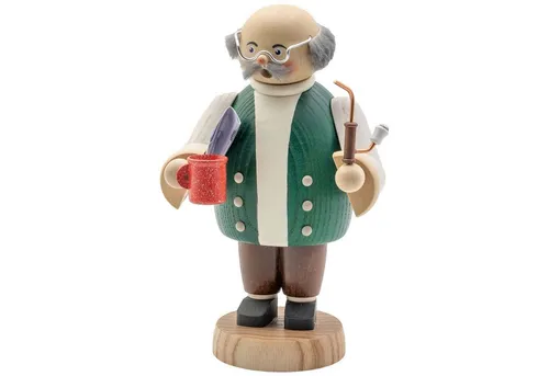 Seiffener Volkskunst Räuchermännchen Opa - Gemütliche Typen NEU 2023 - Räuchermännchen Opa - NEU 2023 aus der Serie Gemütliche Typen, handgefertigte Holzkunst aus dem Erzgebirge. Ideal zum Sammeln oder Verschenken, ein wunderschönes Geschenk für Freunde und Familie.