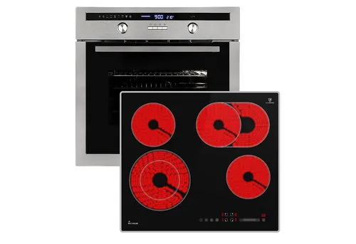 Autarkes Herdset 60cm: Einbaubackofen EB8013ED + Kochfeld CH5901AL - Herdsets mit Energieeffizienzklasse A, Drehspieß für perfekte Fleischzubereitung und superkeramischer Oberfläche für einfache Reinigung und modernes Design.