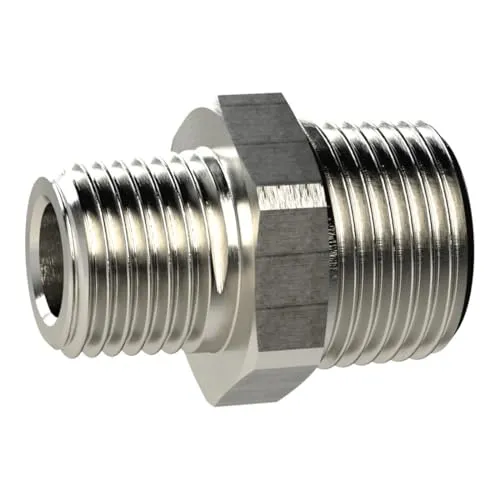 Riegler 134794 Doppelgewindenippel, R 1/2 o., R 1 o., Messing vernickelt