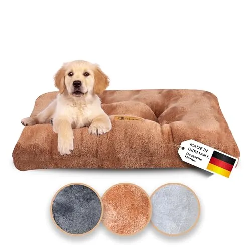 Belune® Hundekissen Deluxe [Braun, M (108cm x 75cm x 12cm)] - Waschbar & Bequem - Hundebett für mittelgroße Hunde, bietet himmlischen Komfort für erholsamen Schlaf und ist bei 40°C waschbar für einfache Pflege.