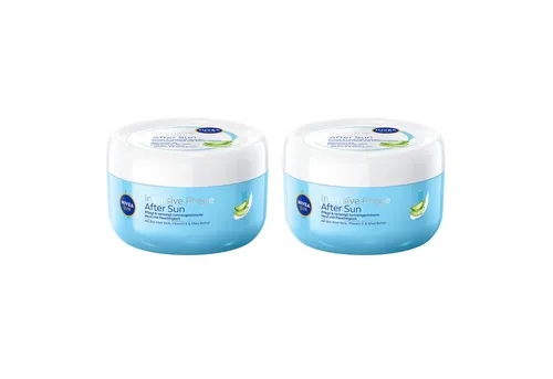 Nivea Sun After Sun-Balsam After Sun Tiegel 2 x 300ml Feuchtigkeit Sheabutter Vitamin E, 2-tlg., Intensivpflege-Balsam bietet tiefenwirksame Pflege
