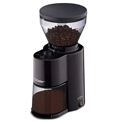 Cloer 7520 Elektrische Kaffeemühle - Kaffeemühle mit Kegelmahlwerk für 2-12 Tassen, 300 g Fassungsvermögen und verstellbarem Mahlgrad - ideal für Kaffeeliebhaber.