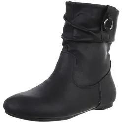 Ital Design Flache Stiefeletten 9968 - Kunstleder Schwarz, Gr. 36 - Wanderschuhe mit flachem Design, ideal für Komfort beim Gehen und vielseitig kombinierbar.
