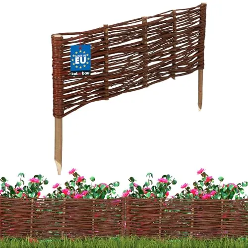 KOTARBAU® Beeteinfassung 60 x 20 cm, Weidezaun, Beetumrandung aus Weide