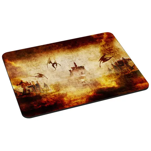 Mauspad Gaming Mouse Pad vernähte Ränder rutschfest, Dragon´s Castle Drachen Alt