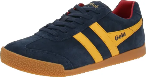 Gola Herren Harrier Suede Sneaker - Blau (Navy/Sun/Red), 45 EU - Herren-Sneaker im Retro-Stil, inspiriert vom klassischen Design von 1968, ideal für stilbewusste Männer.