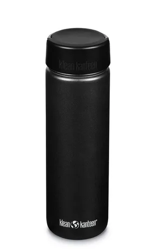 Klean Kanteen Wide Loop Cap Trinkflasche 800ml - Schwarz - Edelstahl Trinkflasche mit extra weite Öffnung und Loop Cap für auslaufsicheren Transport, ideal für unterwegs.
