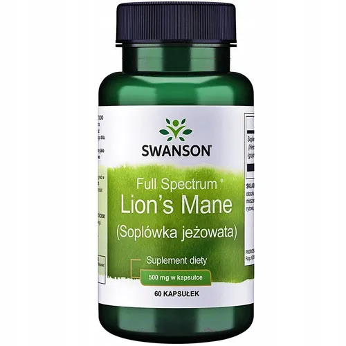 Löwenmähne-Pilz 500 mg - 60 Kapseln von Swanson Health Products - Vitamine & Mineralien: Fördert die geistige Gesundheit und Konzentration, ideal für alle Altersgruppen mit 500 mg pro Kapsel.