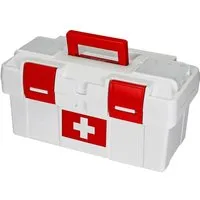 HMF MZK100-37CM-01 Erste-Hilfe-Kasten Medikamenten Aufbewahrungsbox Leer 370x200x185 mm In Weiß-Rot