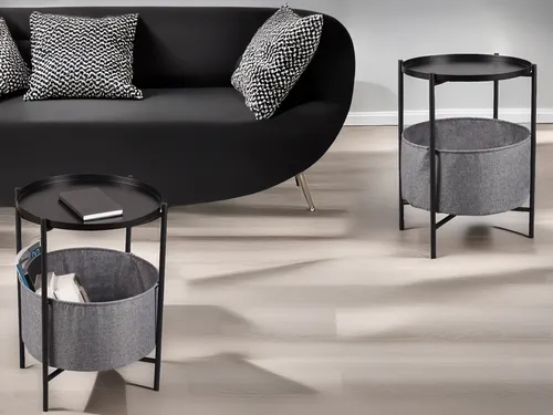 meineWunschleuchte Couchtisch 2er Set rund Metall in Schwarz