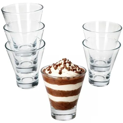 Produktbild MamboCat YPSI 6er Set Dessertgläser aus Glas I 150 ml I kleine konische Gläser mit dickem Boden I für Dessert, Schichtsalat, Snacks & Shots I stapelbar I für Party, Geburtstage