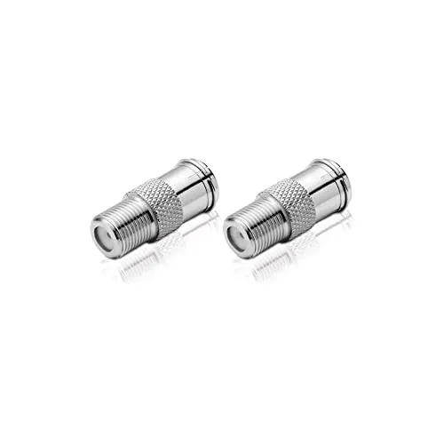 conecto F-Verbinder, F-Kupplung, F-Stecker Quick auf F-Buchse, Adapter zur Verlängerung von Antennen-Kabel/Koaxial-Kabel, 2er Set, SA-CC50827-SET2, Nickel
