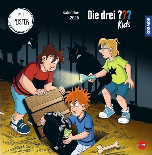 Die drei ??? Kids Broschurkalender 2025: Ein Jahr voller Abenteuer mit den Junior-Detektiven Justus, Peter und Bob. Wandkalender 2025 zum Eintragen ... Tipps (Kino-Entertainment Kalender Heye)