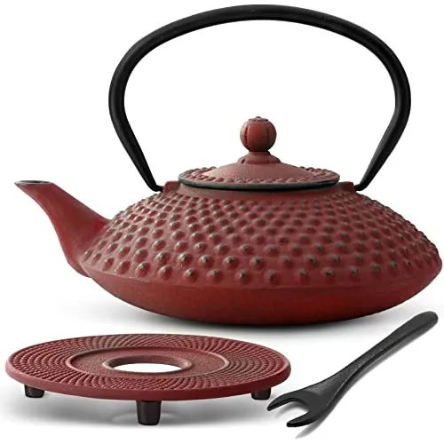 Bredemeijer Teekanne asiatisch Gusseisen Set 1.25 Liter in rot von Bredemeijer