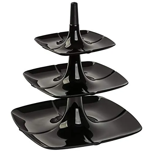 Etagere 3 stöckig Kuchenständer Dessertständer Tortenhalter Käseplatte Kunststoff Farbe schwarz