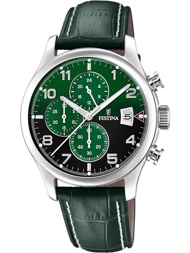 Festina Herren Analog Quarz Uhr F20375/8 - Elegante Herren Armbanduhr mit 43 mm Edelstahlgehäuse, 10 bar wasserdicht, ideal zum Schwimmen und Schnorcheln, ausgestattet mit präzisem Quarz-Uhrwerk.