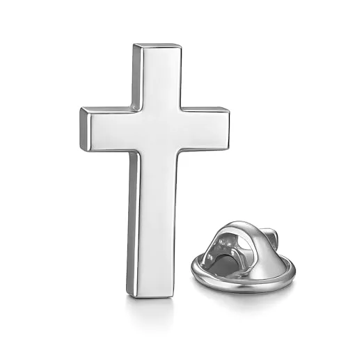3D versilberte christliche Kreuz-Brosche in silber von COOLMETALJACKET