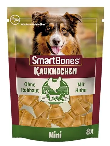 SmartBones Kauknochen Mini - Kausnack mit Huhn für kleine Hunde, Knochen mit weicher Textur, ohne Rohhaut, 8 Stück