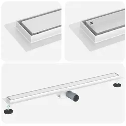 vidaXL 2-in-1 Duschabfluss aus Edelstahl 90 cm - Moderne Duschrinne aus robustem Edelstahl 304, höhenverstellbar von 0 bis 30 mm für perfekte Anpassung. Einfach zu montieren, sorgt für effizienten Wasserfluss und ein stilvolles Badezimmer.