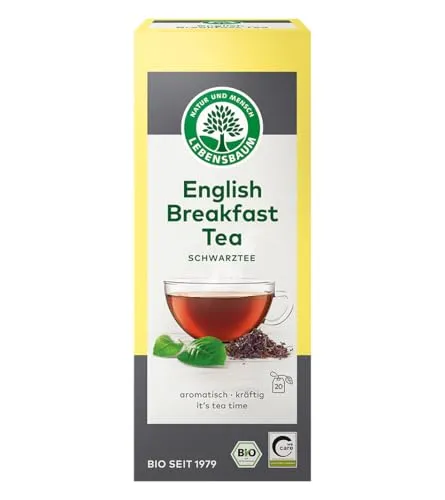 LEBENSBAUM English Breakfast Tee, Bio-Tee mit aromatisch-kräftigem Geschmack, Schwarztee, 100% natürlicher Geschmack, 20 Teebeutel à 2 g