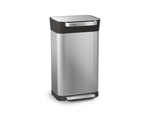 JosephJoseph Mülleimer Titan, silber, Edelstahl, 30 Liter - Hygienischer Treteimer mit integrierter Pressvorrichtung und Geruchsfilter. Ideal für Küche und Büro, fasst bis zu 90 Liter Abfall bei 30 Liter Volumen.