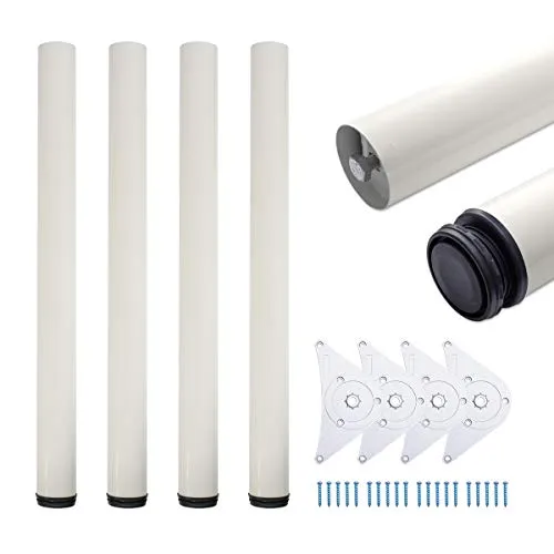 sossai® Premium Tischbeine TBWH | Höhenverstellbar in Weiß - Möbelfüße in zeitlosem Design, höhenverstellbar von 82 bis 84 cm, ideal für individuelle Tischhöhen. Lieferung inklusive Montagezubehör für einfache Installation.