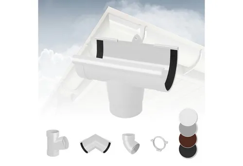 RainWay Dachrinne, Regenrinnen System (Rinnenstutze) - PVC-U Kunststoff in 4 Farben, für Dachflächen < 100m² empfohlen, Ablauf Ablaufstutzen Einhangstutzen