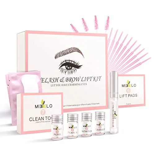 Wimpernlifting Set, Scdom Lash Lifting Set und Brow Lifting Set Sichere Pflegende Augenbrauen- und Wimpernstraffung, Semi-permanente Keratin DIY Salon Beinhaltet Augenpads, Liftpads und Zubehör
