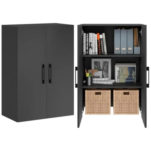 Bellamio Mehrzweckschrank Apol 88 cm hoch, Schwarz, mit 3 Fächern - Der Bellamio Mehrzweckschrank »Apol« bietet flexiblen Stauraum für Büro, Küche oder Flur. Mit zwei höhenverstellbaren Einlegeböden sorgt er für Ordnung und passt perfekt in kleine Räume.