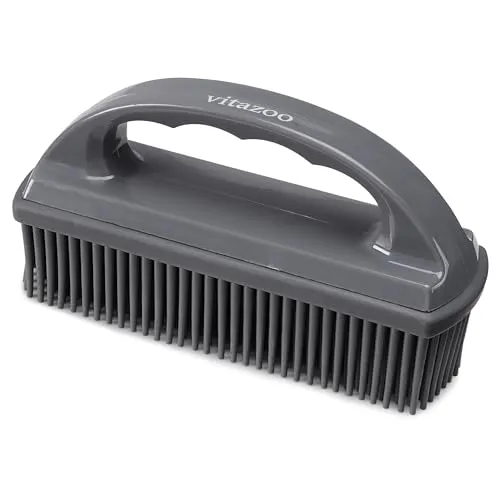 Vitazoo Tierhaarentferner Bürste Dunkelgrau - Mühelose Hundehaar- und Fellentfernung - Fusselbürste - Für Kleidung, Auto, Teppich, Polster - Hundebürste - Kleiderbürste