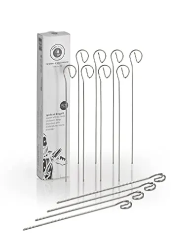 Buddy's BBQ - Grillspieße/Schaschlikspieße, 12 Spieße, BBQ Spieße, Grillen, Kochen, Fleisch, Fisch, Gemüse, wiederverwendbar, 21 cm Länge, Edelstahl, Flachmaterial, mit Ringgriff