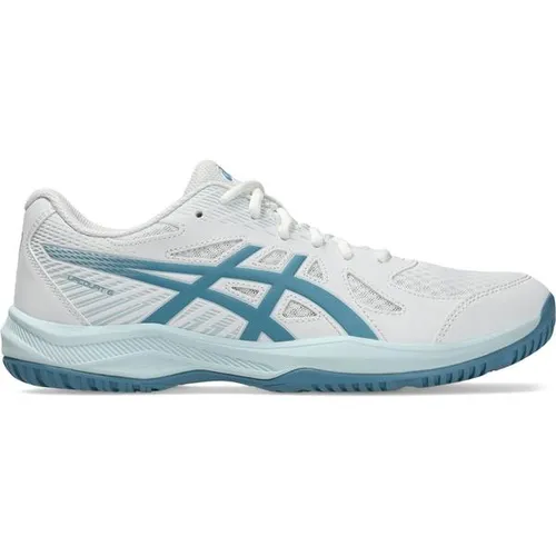 ASICS UPCOURT 6 Herren Hallenschuh, Gr. 46, Weiß/Saba Blau in silber von ASICS