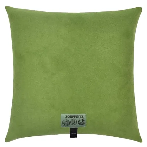 Soft-Fleece-Kissenbezug – Polarfleece-Kissenbezug mit Häkelstich – Flauschige Kissenhülle – 40x40 cm – 650 Green – von 'zoeppritz since 1828', 702291-650-40x40