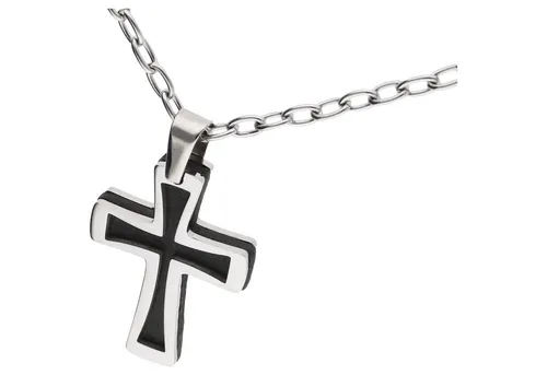 Jacques Charrel Kreuzkette mit Kreuzanhänger, Edelstahl von Jacques Charrel