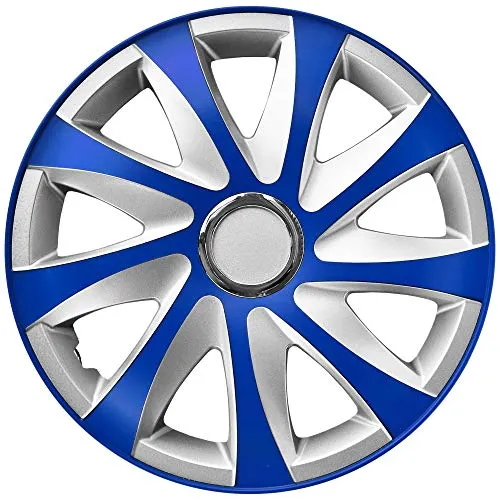Universal Radkappen Set 4x NRM Drift Extra 13 Zoll Blau Silber - Radkappen & Stahlfelgenringe, universell passend und splitterfest, ideal für Tuning und Styling Ihrer 13 Zoll Räder.