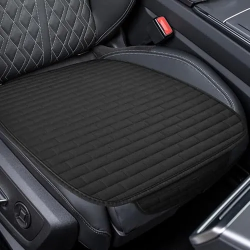 HIAHXC Auto Sitzkissen Vordersitze, Universal Sitzauflage 60×49 cm, Atmungsaktiv und rutschfest, Autositzschoner Sitzauflagen für Auto SUV LKW (Schwarz)