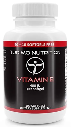 Vitamin E Kapseln Hochdosiert 400 IE - 100 Stück (3+ Monatsvorrat) an Schnell Auflösende Vit E Softgel Tabletten, mit je 294mg (400 IU) an Hochwertigem Vitamin-E D Alpha Tocopheryl Acetate
