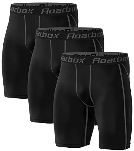 Roadbox 3er Pack Herren Kompressionsshorts, Schnelltrocknendes Baselayer Unterhose Tights Kurz Hose Laufunterwäsche L 3er Pack: Schwarz, Schwarz, Schwarz