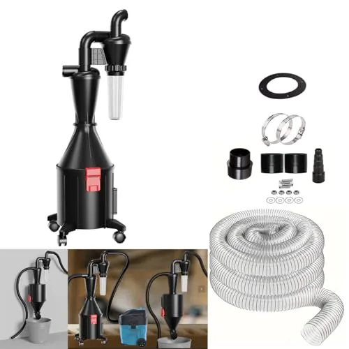 Doppelfilter Zyklon Staubsammler mit Doppelfunktion Eimer, kann an der Wand montiert oder als Eimer mit Rollen verwendet Werden 2 in1 Multifunktionaler Zyklon-Staubsaugerabscheider