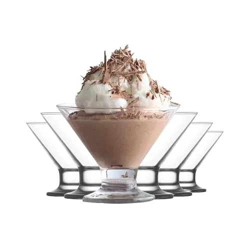 NORDIC SCHILLER Eisbecher Glas Set, Eiscremegläser (6, 165 ml), Dessertgläser mit Fuß, Dessertschalen für Eiscreme Eisschalen, Eisgläser, Desserts, Obst, Vorspeise, Cocktails, Dessertgläser