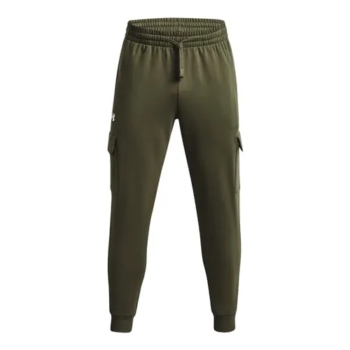 Under Armour Rival Fleece Cargo Jogger - Marine OD Green White S - Lange Laufhosen für Herren, ultraweiches Fleece für besten Tragekomfort und warme Innenseite, ideal für sportliche Aktivitäten und Freizeit.